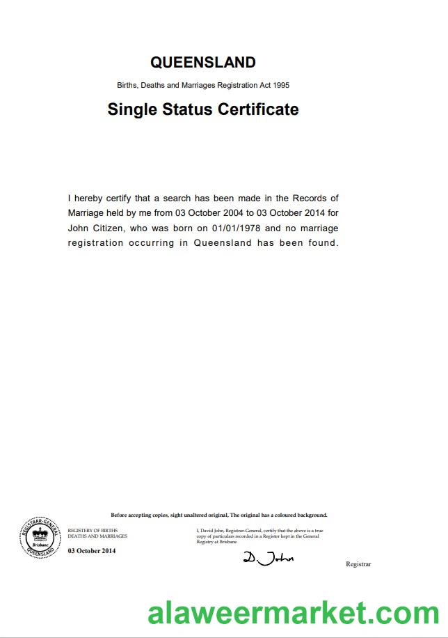 Australia Queensland divorce certificate template in Word